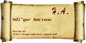 Höger Adrienn névjegykártya